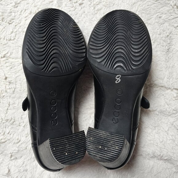 ECCO Saunter Buckle Slip-On Loafer Black Leather Block Heel EU Size 40 - Picture 6 of 6